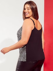Friends Like These Silver Curve Sequin V Neck Cami - Image 4 of 4