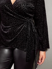 Friends Like These Black Curve Velvet Wrap Top - Image 2 of 4
