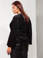 Friends Like These Black Curve Velvet Wrap Top - Image 4 of 4