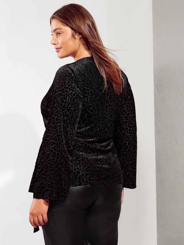 Friends Like These Black Curve Velvet Wrap Top - Image 4 of 4