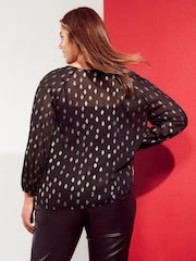 Curves Like These Black Curve Chiffon Tie Neck Blouse - Image 4 of 4