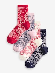 Laura Ashley Red Josette 4 Pack Socks - Image 1 of 7