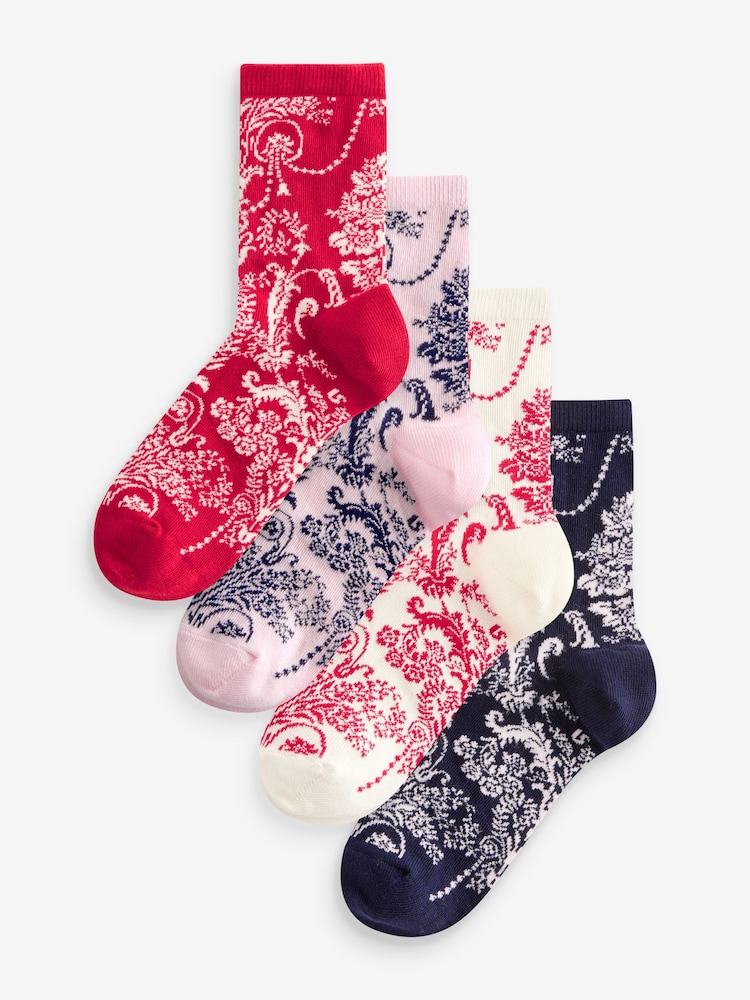 Laura Ashley Red Josette 4 Pack Socks - Image 1 of 7