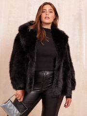 Curves Like These Black Curve Long Sleeve Faux Fur Coat - Image 1 of 4