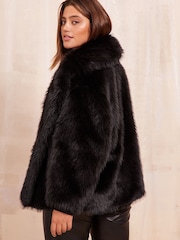 Curves Like These Black Curve Long Sleeve Faux Fur Coat - Image 4 of 4