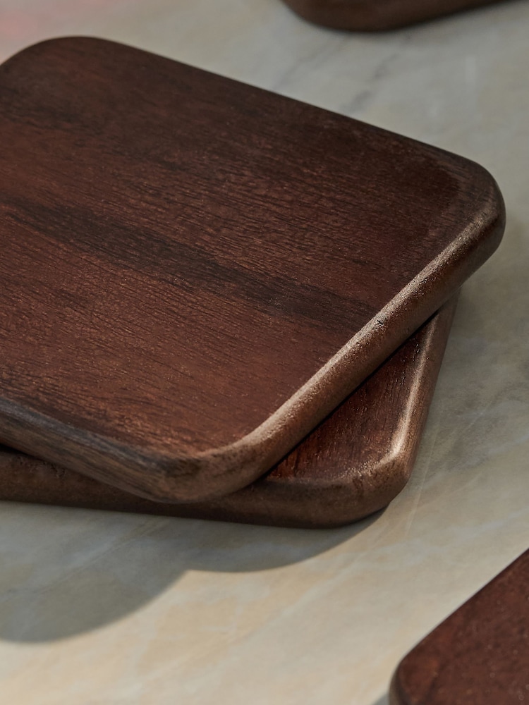 Set of 4 Natural Bronx Wooden Coasters - Image 2 of 3