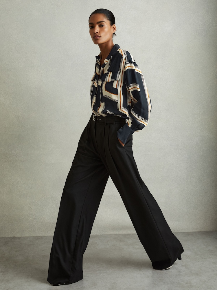 Reiss Isadora Geometric Print Button Through Shirt - Imagen 1 de 5