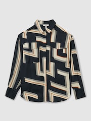Reiss Isadora Geometric Print Button Through Shirt - Imagen 2 de 5