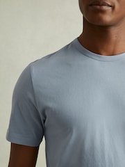 Reiss Airforce Blue Melrose Cotton Crew Neck T-Shirt - Image 3 of 6