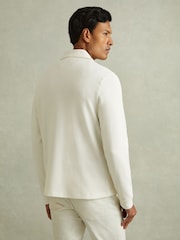 Reiss Off White Hudson Textured Zip-Through Overshirt - Image 4 of 6