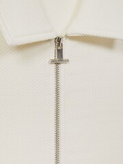 Reiss Off White Hudson Textured Zip-Through Overshirt - Image 6 of 6
