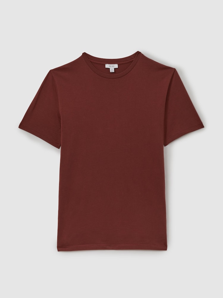 Reiss Red Brick Bless Cotton Crew Neck T-Shirt - Image 2 of 5 Reiss Red Brick Bless Cotton Crew Neck T-Shirt - Image 2 of 5