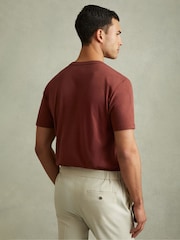 Reiss Red Brick Bless Cotton Crew Neck T-Shirt - Image 4 of 5