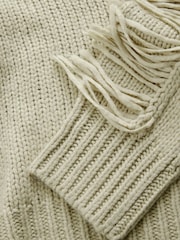 Green Sage Fringe Detail Knitted Jumper with Wool - Image 10 of 11