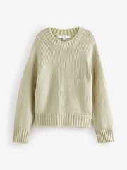 Green Sage Fringe Detail Knitted Jumper with Wool - Image 6 of 11