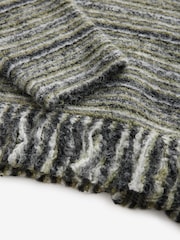 Green Khaki Fringe Spacedye High Roll Neck Knitted Jumper with Wool - Image 8 of 9