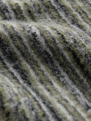 Green Khaki Fringe Spacedye High Roll Neck Knitted Jumper with Wool - Image 9 of 9