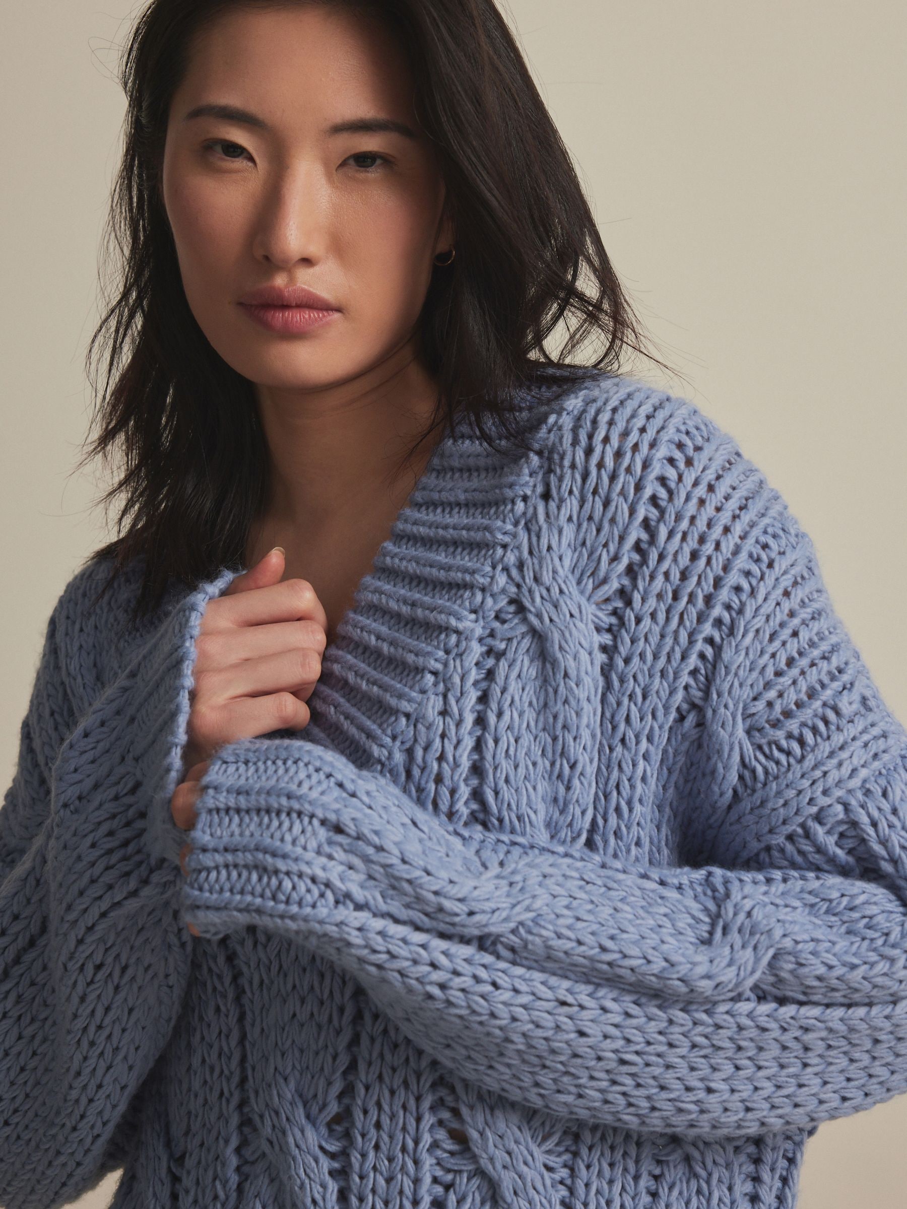 送料無料ライン対応ショップ限定キャンペーン Knit Cable Chunky V-Neck Chambray Blue Buy Jumper Next from トップス