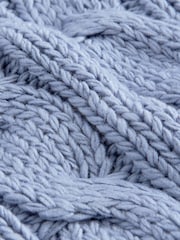 Blue Chambray V-Neck Chunky Cable Knit Jumper - Image 7 of 9