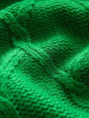 Green Bright Cable Knitted Longline V-Neck Tunic Jumper with Wool - Image 7 of 7