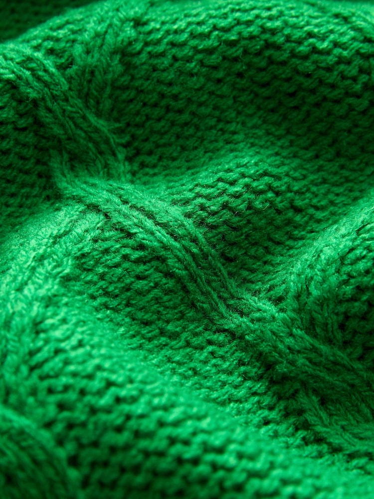 Leuchtend Grün - Cable Knitted Longline V-Neck Tunic Jumper with Wool - Bild 7 von 7 Leuchtend Grün - Cable Knitted Longline V-Neck Tunic Jumper with Wool - Bild 7 von 7