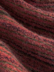 Red Berry Fringe Spacedye High Roll Neck Knitted Jumper with Wool - Image 7 of 7