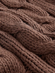 Brown Chocolate V-Neck Chunky Cable Knit Jumper - Image 6 of 8