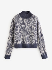 Blue Floral Soft Touch Brushed Knit Jumper with Wool - Image 5 of 7