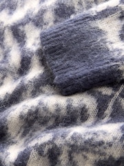 Blue Floral Soft Touch Brushed Knit Jumper with Wool - Image 7 of 7