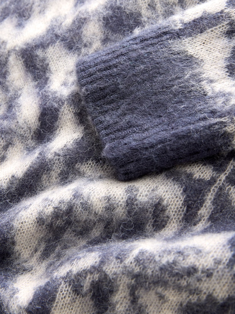 Blue Floral Soft Touch Brushed Knit Jumper with Wool - Image 7 of 7