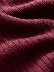 Red Burgundy High Roll Neck Rib Knitted Jumper with Wool - Image 5 of 6