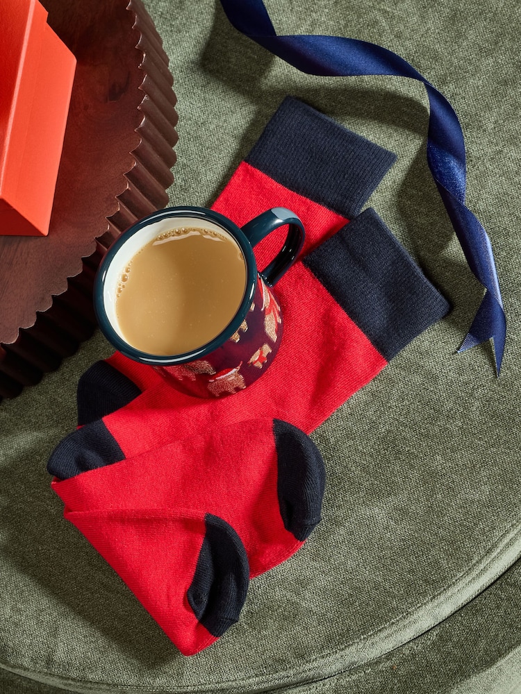 Red Hamish Hamish Christmas Print Mug and Socks Set - Image 2 of 3 Red Hamish Hamish Christmas Print Mug and Socks Set - Image 2 of 3
