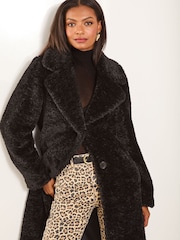 Lipsy Black Petite Teddy Faux Fur Coat - Image 4 of 4