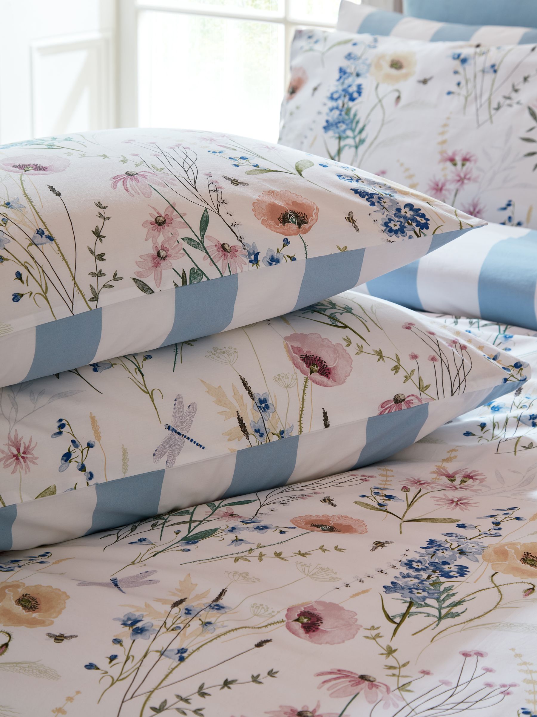 Buy Laura Ashley Blue 100% Cotton Percale 200 Thead Count Alford Meadow ...