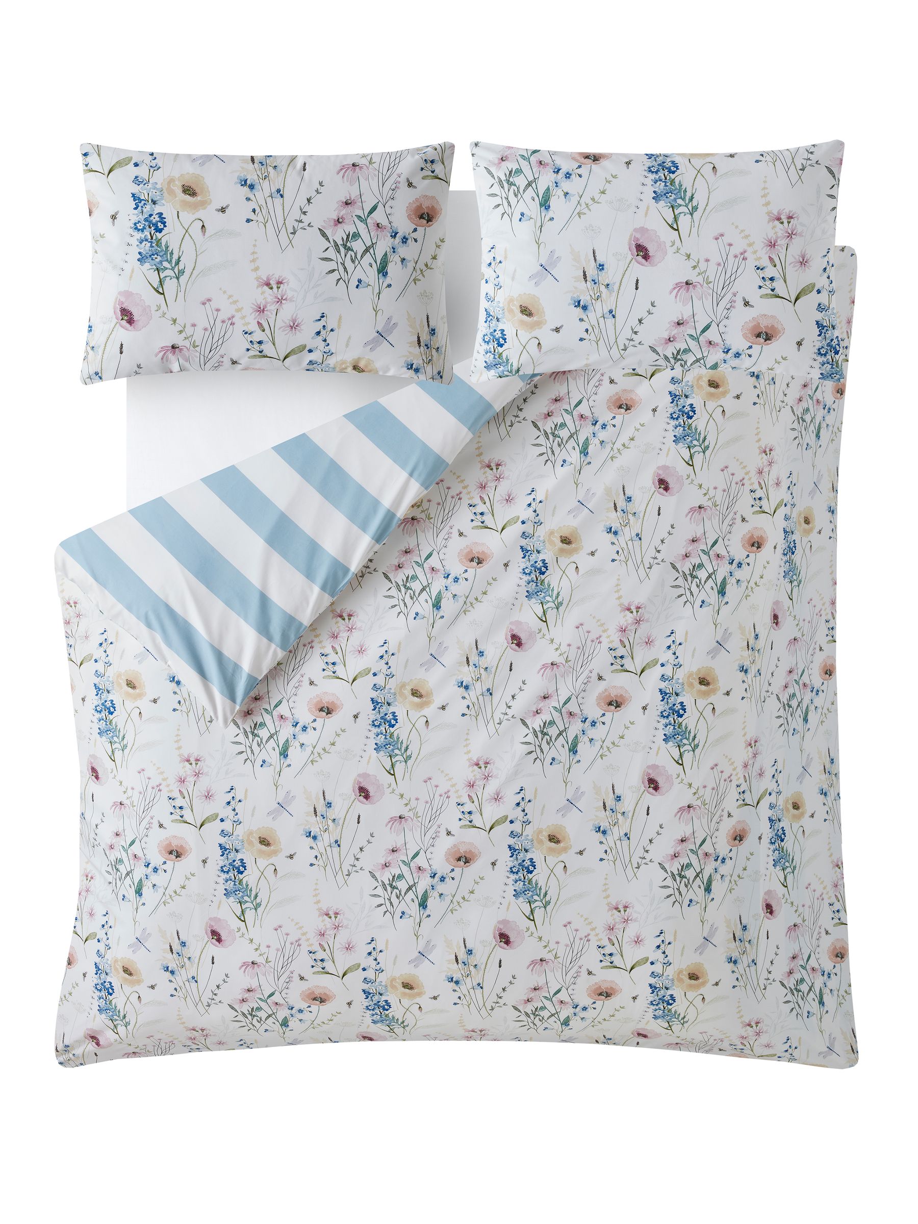 Buy Laura Ashley Blue 100% Cotton Percale 200 Thead Count Alford Meadow ...