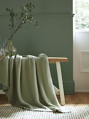 Laura Ashley Green Parker 100% Cotton Throw - Image 1 of 5