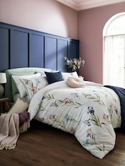 Laura Ashley Purple Hawling Irises Duvet 100% Cotton Cover and Pillowcase Set - Image 1 of 9