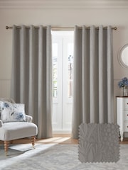 Laura Ashley Grey Barley Embossed Eyelet Curtains - Image 1 of 4