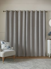 Laura Ashley Grey Barley Embossed Eyelet Curtains - Image 2 of 4