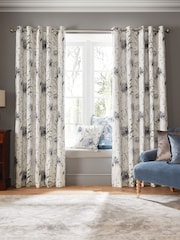 Laura Ashley Blue Pallington Bloom Blackout Eyelet Curtains - Image 1 of 4
