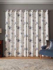 Laura Ashley Blue Pallington Bloom Blackout Eyelet Curtains - Image 2 of 4