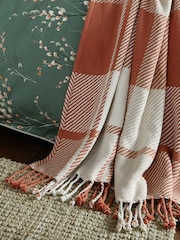 Laura Ashley Terracotta Dylan 100% Cotton Throw - Image 1 of 4