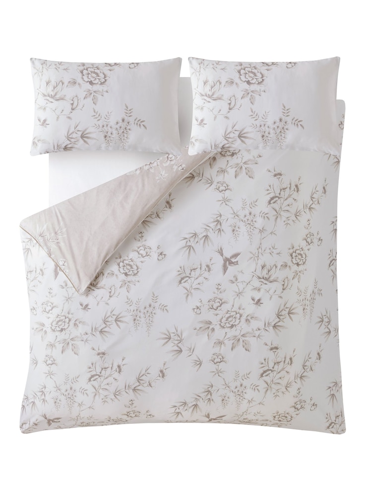 Laura Ashley Natural Rowsham Garden Duvet 100% Cotton Cover and Pillowcase Set - Image 7 of 9