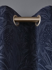 Laura Ashley Midnight Blue Barley Embossed Eyelet Curtains - Image 3 of 4
