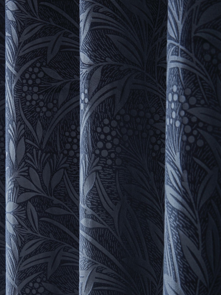Laura Ashley Midnight Blue Barley Embossed Eyelet Curtains - Image 4 of 4