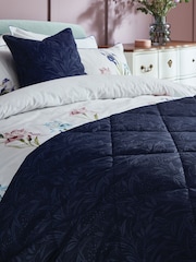 Laura Ashley Navy Blue Barley Embossed Quilted Bedspread - Image 1 of 1
