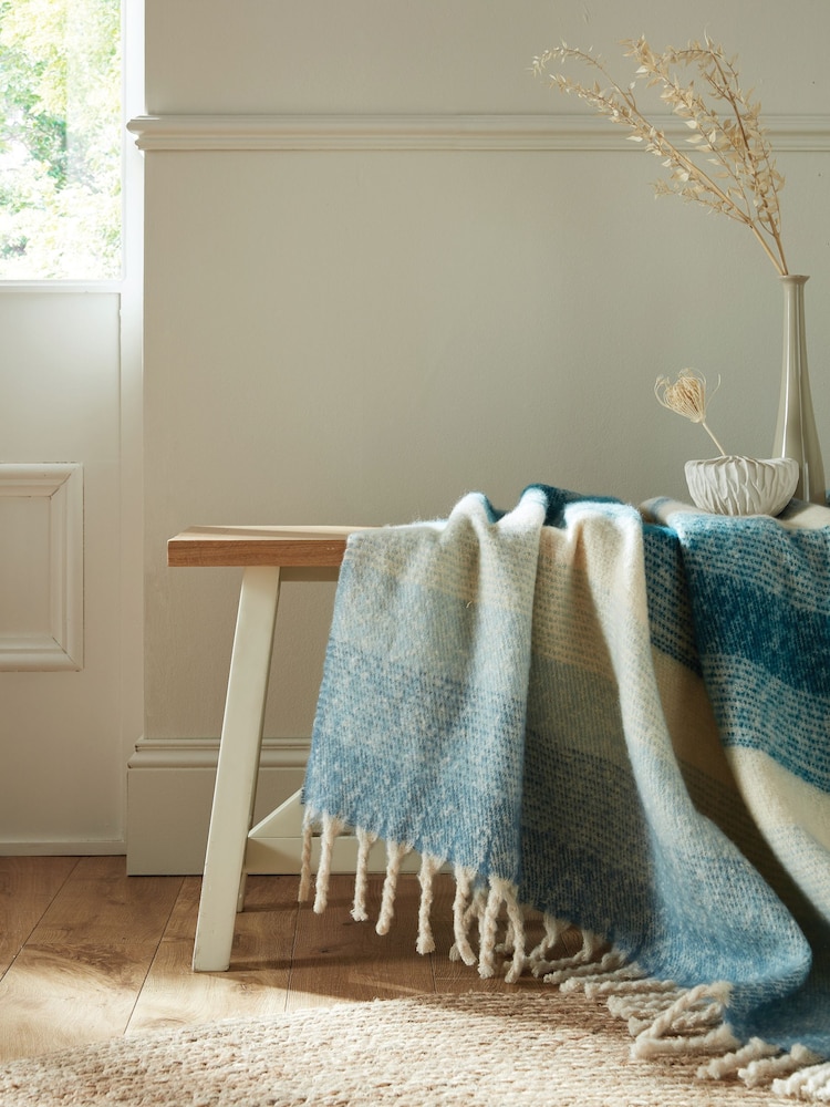Laura Ashley Newport Blue Ortonby Throw - Image 1 of 4