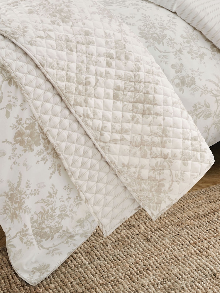 Laura Ashley Dove Grey Walled Garden Quilted Bedspread - Image 1 of 4
