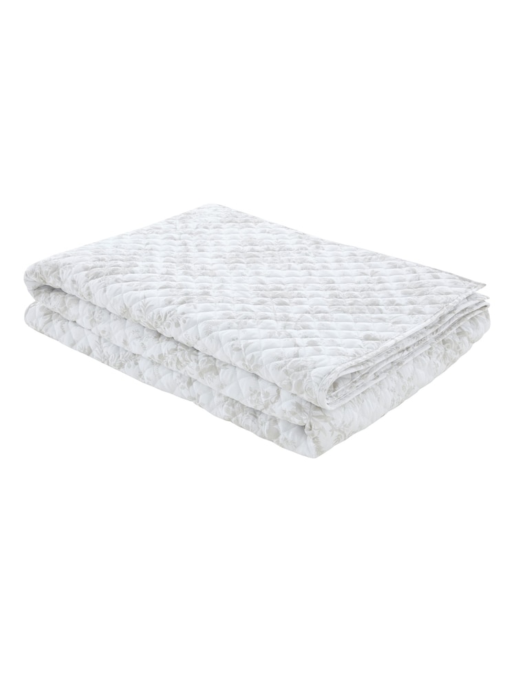 Laura Ashley Dove Grey Walled Garden Quilted Bedspread - Image 2 of 4