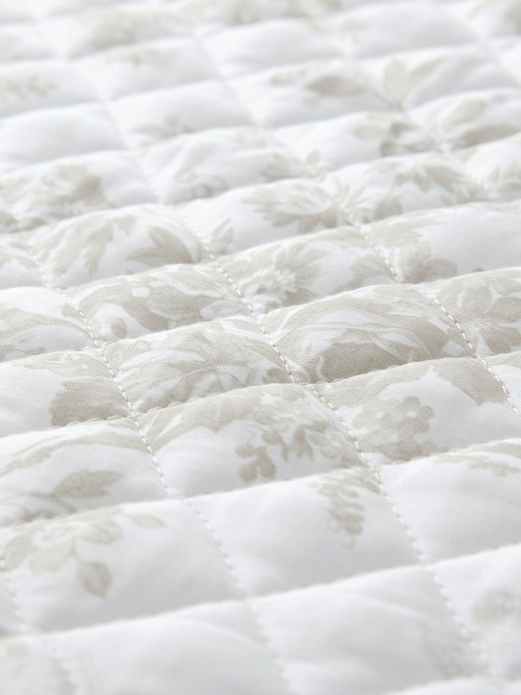 Laura Ashley Dove Grey Walled Garden Quilted Bedspread - Image 4 of 4